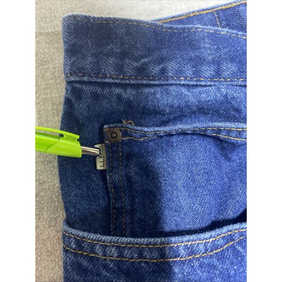 LL Bean Jeans Mens Tag 36x28 Actual 34x27 Blue Classic Fit Dark Straight - Picture 4 of 12